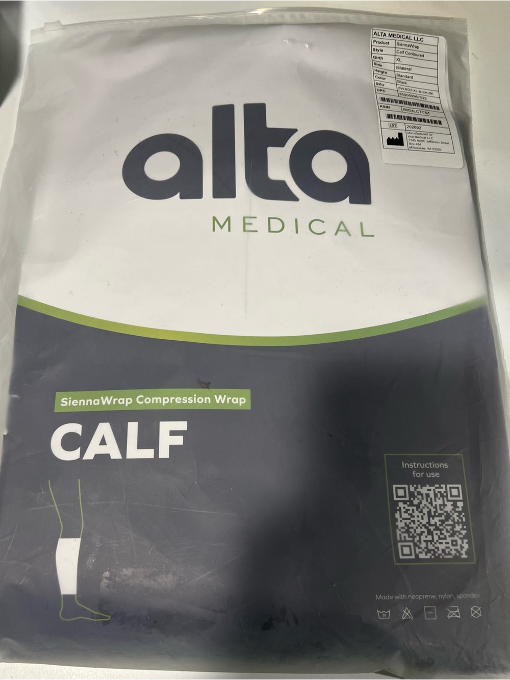 Alta Medical Adjustable Black Calf Compression Wrap for Women